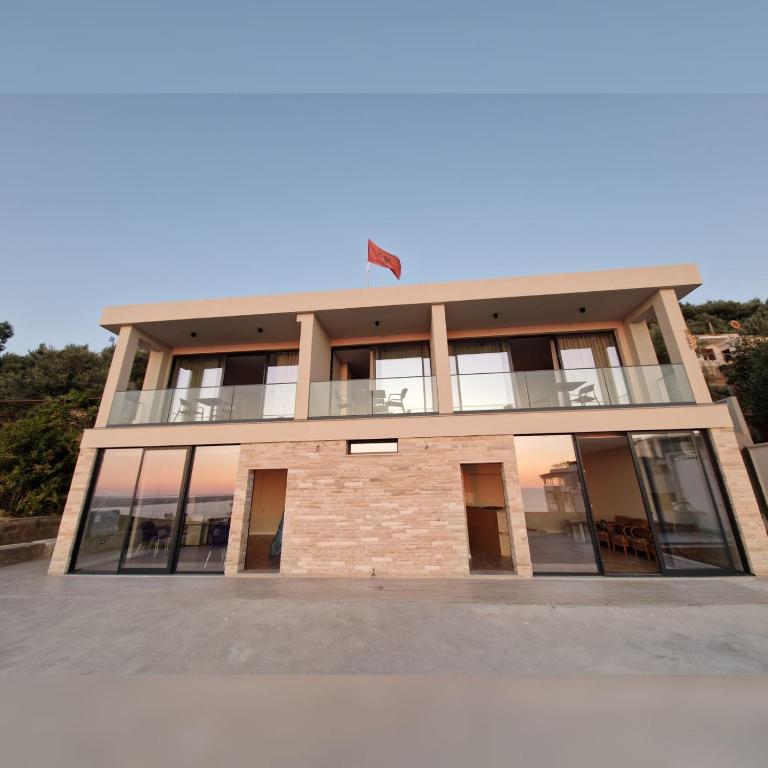 Hotel walkway with bamboo ceiling